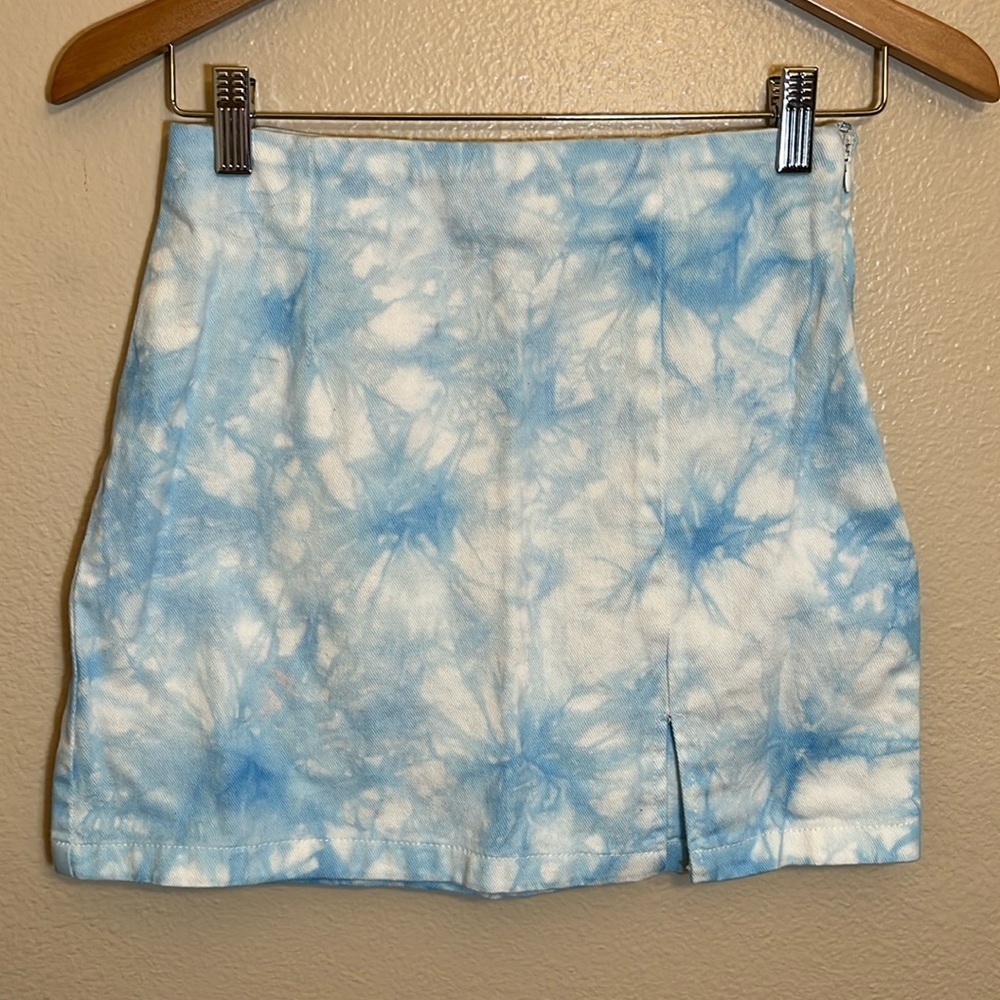 Angel Kiss Black Label Blue Tie Dye Cotton Mini Jean Skirt